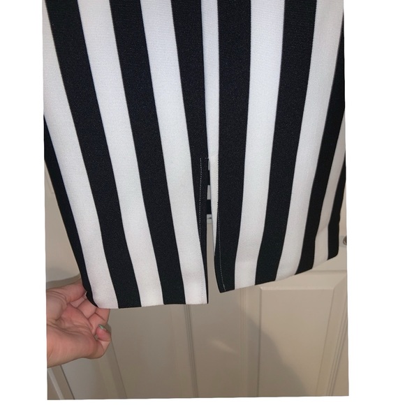 RAYA ‼️SALE‼️ B & W striped Bandage Midi dress—NWOT - Picture 7 of 10
